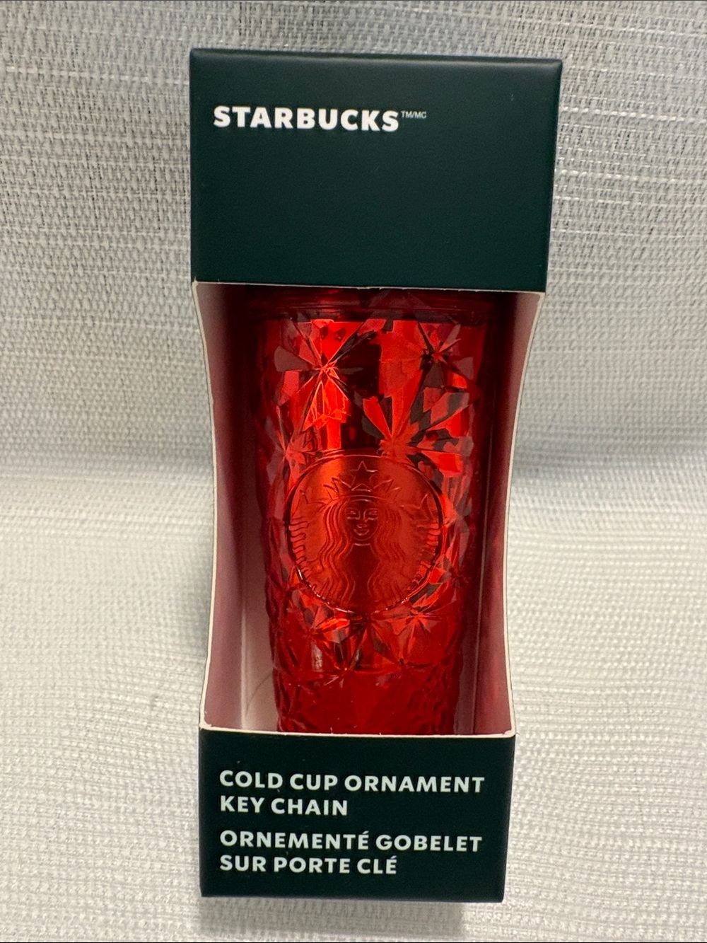 Starbucks Red Faceted Cold Cup Ornament Keychain